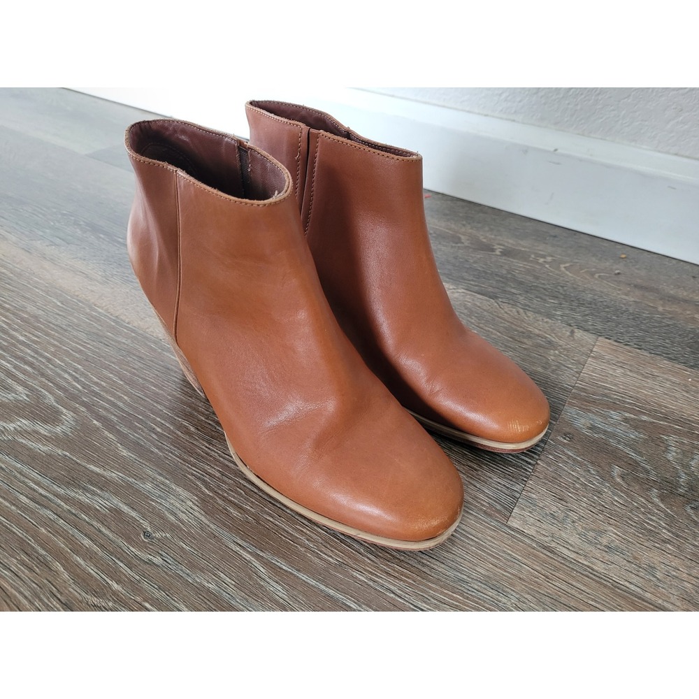 Rachel Comey Women's Ankle Boots Brown Leather Block Heel Side Zip Size 6 #1